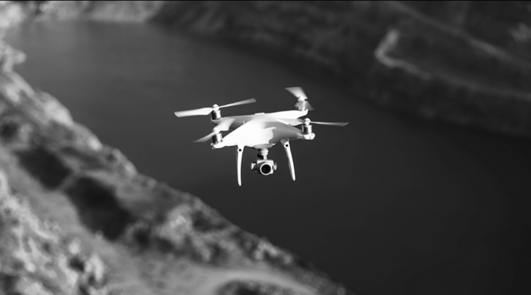 Drone flying over landscape